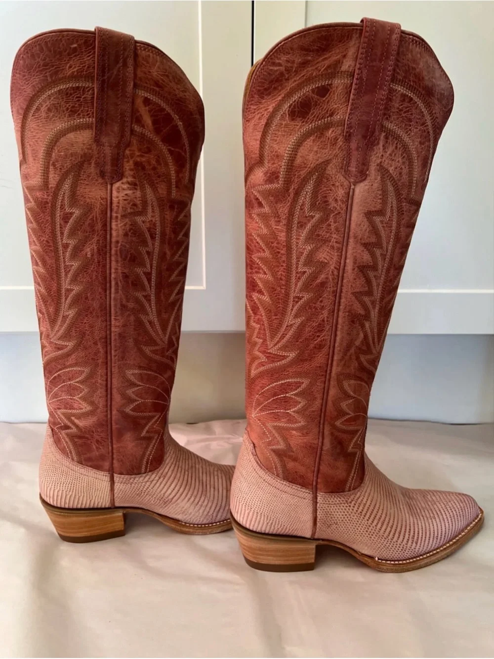 NIB Tecovas Abby Pink frost Women's Pink Tall Western Boots Stylish Cowboy Boot